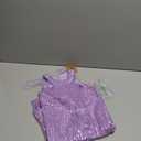 Girls Sequin Dress Halter Neck Hand-Beaded Tassel Elegant Wedding Party Maxi Dresses, Purple, 6-7Y