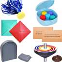 Korean Games Set Squid Toys - Weighted Gonggi Ddakji Spinning Top Flying Stones Jegi - Authentic Traditional Folk Toy Gift