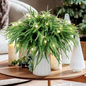 HUZIYAHAN 50 Pcs Christmas Norfolk Pine Stems, Christmas Greenery Stems, Artificial Pine Branches DIY Crafts for Xmas Wreath Garland Indoor Outdoor Home Holiday Accessories Decorations