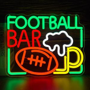 Football Bar Neon Sign Sport Beer Neon Light for Wall Decor Dimmable LED Neon Bar Sign for Man Cave Beer Bar Pub Store Bedroom Restaurant Club Ideal Gift for Football Fans 12.6 * 9.9in