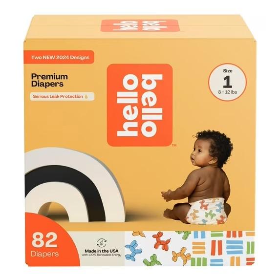 Hello Bello Premium Diapers, Size 1 (8-12 lbs) Surprise Pack for Girls - 82 Count, Hypoallergenic with Soft, Cloth-Like Feel - Assorted Girl & Gender Neutral Patterns