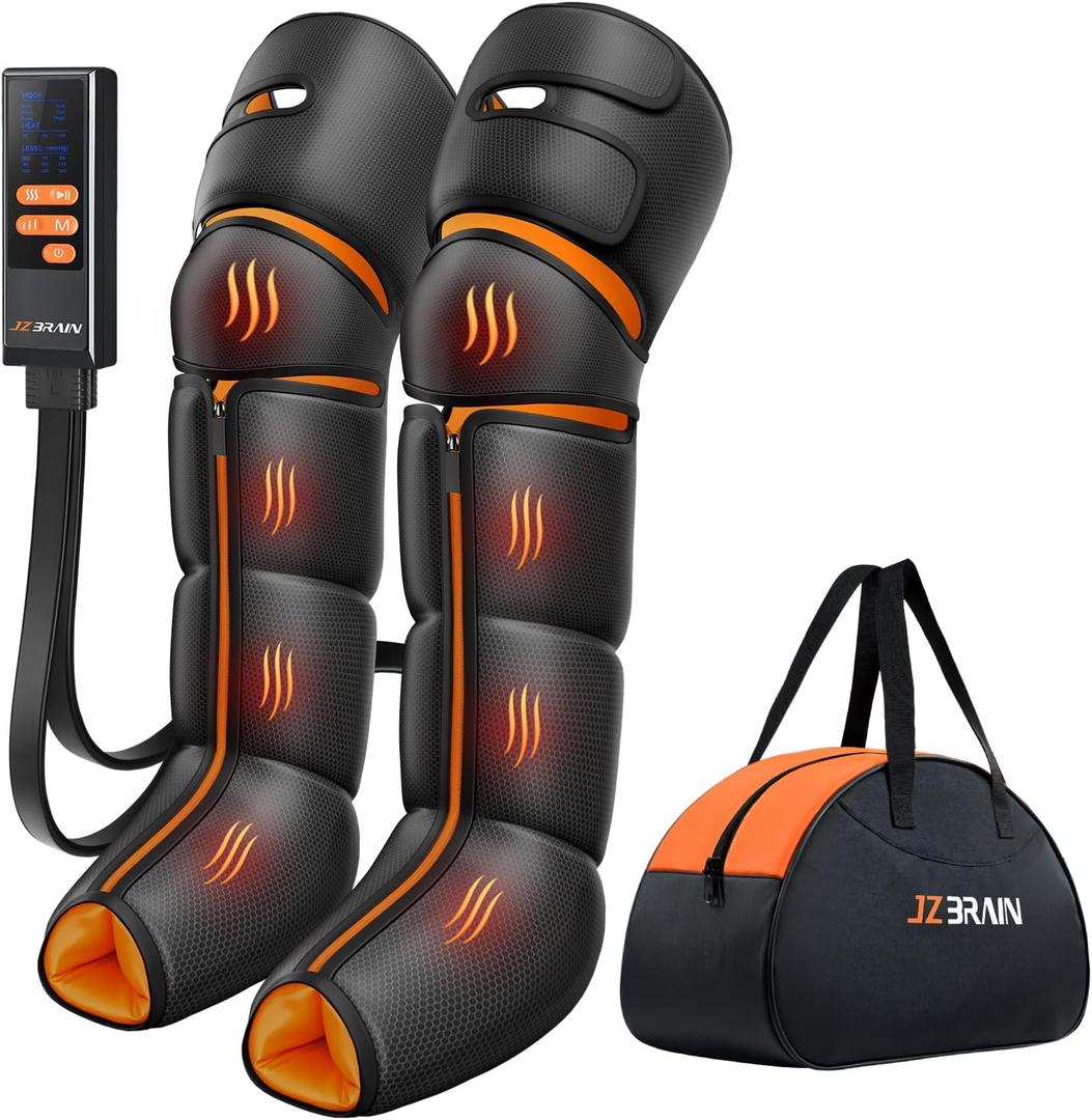 Leg Massager with Heat and Compression : Foot and Calf Massager for Circulation and Pain Relief, Sequential Compression Boots with 6 Modes, 9 Intensity, 3 Heat - Gifts for Mom, Dad, Him, Her Leg Massager with Heat and Compression : Foot and Calf Massager for Circulation and Pain Relief, Sequential Compression Boots with 6 Modes, 9 Intensity, 3 Heat - Gifts for Mom, Dad, Him, Her