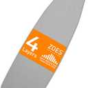 Ironing Board Cover and Pad | 100% Cotton Cover with Padding Standard Size with Aluminum Coating | Heat-Reflective Ironing Board with Elastic Edges Set | 54"x15" Grey (Gray)
