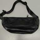 Geestock Black Leather Fanny Pack, Waterproof Waist Bag for Men&Women, Belt Bag, Fashion Crossbody Bags for Running, Hiking, Cycling, Outdoor Sports