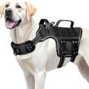 Dog Harness for Large Dogs Heavy Duty, No Pull Tactical Dog Harness with Molle System, Easy On and Off Service Dog Vest, Breathable Padded, Adjustable Reflective Pet Vest for Walking Hiking Training (L(Neck:18-24",Chest:25-36"),45-80 lbs, Black)