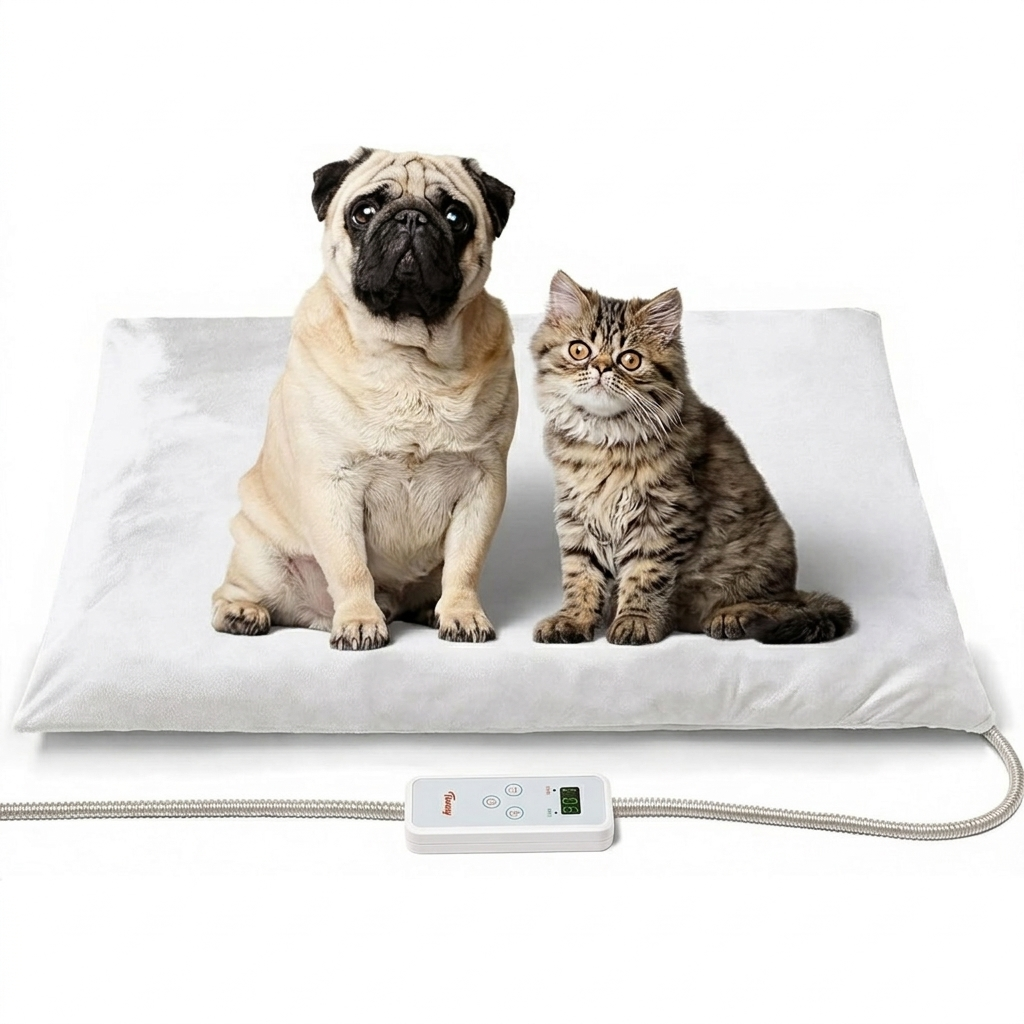 Toozey Pet Heating Pad, 6 Adjustable Temperature Dog Cat Heating Pad with Timer, Waterproof Heated Dog Bed with Chew Resistant Cord, Indoor Electric Pet Heated Mat 28x20in (Navy Blue)