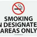NMC M115AB No Smoking Sign with Graphic, Legend "SMOKING IN DESIGNATED AREAS ONLY", 14" Length x 10" Height, Aluminum 0.040, Black/Red on White