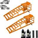 2PCS Hydraulic Car Ramps-11050LBS Drive Up Car Lift Ramp with Hydraulic Jack, Heavy Duty Automotive Service Ramps for Garage & Home Vehicle Repair High Lift from 9.48-16.21Inches