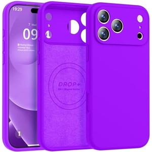 Ktele Magnetic for iPhone 17 Pro Max Case [Compatible with Magsafe] [Premium Silicone Satin-Smooth Touch] Slim Shockproof Anti-Scratch Microfiber Lining Case, 6.9 inch, Neon Purple