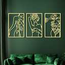 CHENGU 3 Pieces Gold Wall Decor Minimalist Wall Art Metal Line Wall Art Wall Decor for Bedroom Single Line Female for Kitchen Bathroom Living Room(Simple Style)