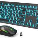 Backlit Large Print Wireless Keyboard and Mouse Combo, 2.4G Full Size Keyboards with Light Up Large Keys, Oversize Letters Keys Easy to See and Type, Quiet Keyboard Mouse for Windows, Laptop, PC (Black)
