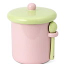 Core Ceramic Jar with Spoon - Pink,  Holds up to 23.5 oz, Overall size 3.94" x 3.94" x 4.92