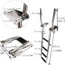 Stainless Steel in-Board 4 Steps Telescoping Ladder Folding Dock Ladder for Marine Boat Yacht Swimming Pool 600lbs Capacity with L Handrails