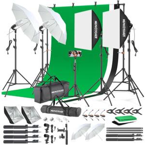 Photography Softboxes Kit with 6.6x10ft Backdrop Stands, 5 Tripod Stands, 3 Color Background Screen, Softbox with 85W Led Bulb, Photo Studio Equipment for Video Shoot, Product & Portrait
