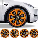 PENSUN 19 Inch Wheel Covers Fit for Tesla Model Y Hubcaps with Full Rim Protection, Sport ABS Wheel Covers Compatible with Tesla Model Y Accessories 2019-2024 (Blade Style (Wolf) - Orange)