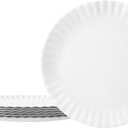 TP 10.5" Reusable Melamine Paper Plates, Round Plates for Party Picnic Outdoors, Set of 6, White