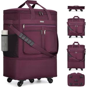 MILADA Expandable Luggage Bags for Travel Foldable Suitcase with Wheels Collapsible Rolling Travel Duffle Bag Lightweight Large Suitcases without Telescoping Handle