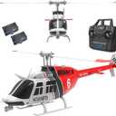 C138 Bell206 Remote Controlled Helicopter Aircraft Plane RC Heli Aileronless 6CH 6-Axis Gyroscope Altitude Hovering Add Optical Flow Localization 2Battery for Adults Beginners (Red)