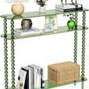 Acrylic Console Table Narrow, 3 Tier Long Entryway Table with Storage, Mid-Century Modern Sofa Table Entry Table for Living Room, Hallway (Green, 39.49.435.4)