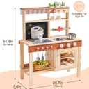 ROBUD Mud Kitchen for Kids Outdoor, BBQ Grill Solid Wood Outdoor Play Kitchen, Green Kids Mud Kitchen with Working Water Tap, Blackboard, Garden Sink, Monteeori Toys for Children Ages 3+, WH009
