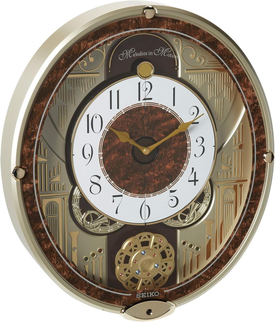 SEIKO Melodies In Motion Wall Clock Wall Clock, Golden French Horns