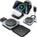 Ufanore Wireless Charger, 3 in 1 Foldable Portable Mag-Safe Charger Station for iPhone, Magnetic Wireless Charger Stand Compatible with iPhone 16/15/14/13/12 series, Apple Watch and AirPods