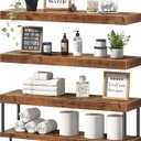QEEIG Bathroom Floating Shelves Over Toilet - Wall Mounted Shelf Toilet Paper Storage Farmhouse 24 inch Long Set of 3, Rustic Brown (027-60BN3)