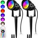 RGBW Low Voltage Landscape Lights, 16 Color Changing Outdoor Landscape Lighting with Remote Control IP67 Waterproof 12V 24V Landscape Spotlights for Garden Pathway Yard Christmas (2 Pack)