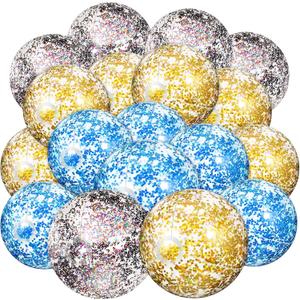 Chivao 18 Pcs Large Beach Balls 24 Inch 16 Inch Inflatable Beach Ball Sequins Swimming Pool Ball Floatable Glitter Ball for Summer Pool Beach Outdoor Party Favors (Multi Color, Blue, Gold, Rose Gold)