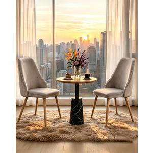 Mid-Century Modern Dining Chairs Set of 2 Grey Velvet Upholstered High Back Accent Chairs with Solid Sturdy Legs Ergonomic Curved Backrest Kitchen Chairs for Dining Room/Kitchen/Living Space, Oversized