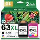 MxVol 63XL Ink Cartridge Replacement for HP Ink 63 XL HP63 High Yield Ink Compatible for HP Deskjet 1112 3637 3630 2130 Officejet 4650 3830 5200 5255 5258 Envy 4520 4510 2-Pack Black and Color