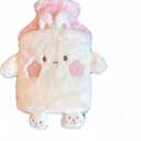 Rubber hot Water Bottle Cute Pink Bunny Plush with Cover, Warm Compress Menstrual crampbest Period Pain Relief, Winter Home Essentials Rabbit Christmas Gift (Pink and White)