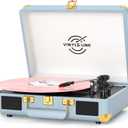 Vinyl Record Player 3-Speed Bass Control Bluetooth Suitcase Portable Belt-Driven Record Player with Built-in Speakers Vintage Turntable RCA Out Headphone Jack Blue