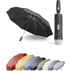 Windproof Travel Umbrella for Rain, Withstand 85MPH Winds, 54 Inch Automatic Reverse Fold Umbrellas Easy Auto Open Close, Portable Compact Umbrella Includes Cover Bag, Perfect for Travel, Car, Commute, Women Men, Backpack (Black2)