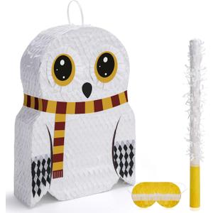 New Small Owl Pinatas Bundle with a Blindfold (16.5 x 13 x 4 Inches), Perfect for Birthday Parties, Forest Animal Theme, Wizard Theme Parties