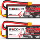14.8V Lipo Battery 4S 5200mAh 80C Lipo Battery with XT60 Plug Hard Case for RC Evader BX Car Buggy Boat Drones Slash 1/10 Scale Racing Truck Racing RC Heli Airplane (2 Pack)