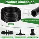 Tondiamo 200ft 1/4 Inch Irrigation Tubing Garden Drip Hose with 2 Pcs 6 Way Connectors 40 Pcs 3 Way Connectors and End Plugs Black Drip Irrigation System Kit for Lawn Watering Plant Vegetable