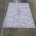 RUGGABLE Washable Area Rug – Delphina Delft Blue  Stain-Resistant, Non-Slip with Standard Pad – Medium Machine Washable Rugs for Living Room, Bedroom, Hallway, Entryway & Office 6FT×4FT