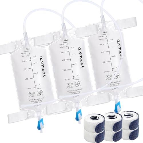 2 Pack Nephrostomy Bags 600ml with Soft 24 Inch Tube, Urine Drainage Bag Portable Fluid with Twist Valve and Adjustable Leg Straps