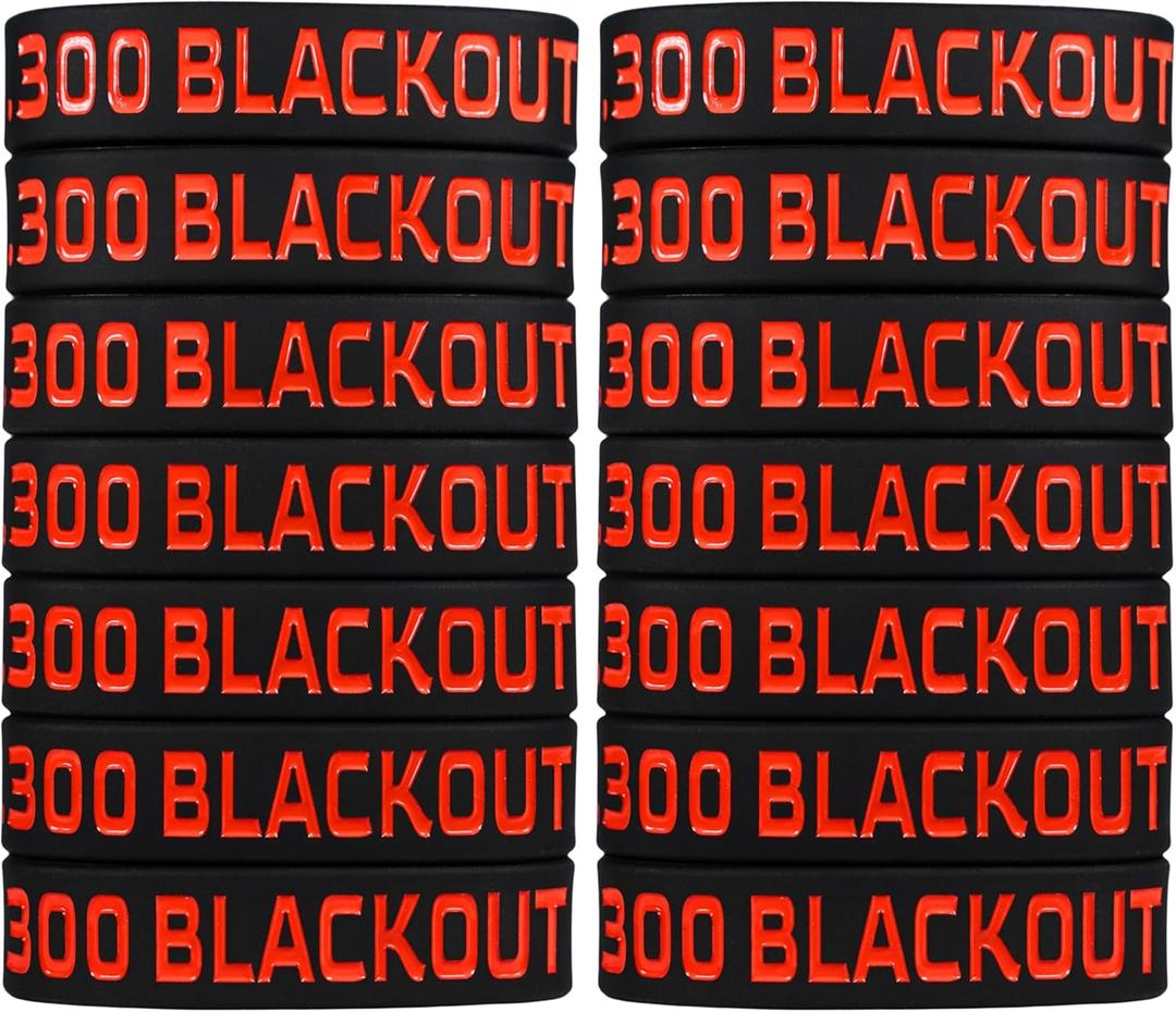 Mag-Mark 300 Blackout Magazine Marking Band (7 Pack / 14 Pack - Black/Red) Premium Single-Sided Large Font Caliber Identification Grip Bands