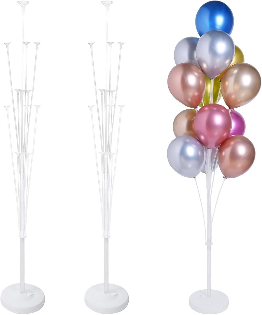 2 Sets of Balloon Stand Kit - 62 In Balloon Stands with Base, Balloon Sticks, Decorations for Party Birthday Wedding Baby Shower Gender Reveal Graduation
