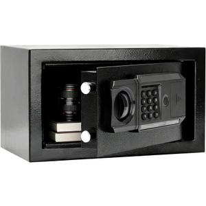 0.49 Cuft Small Fingerprint Electronic Safe Box, 3-Way Unlock with Key Password Fingerprint, Metal Lockable Safe for Home Office, 13.78 × 7.87 × 7.87 inches