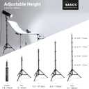NEEWER Basics 6ft/180cm Photography Light Stand 2 Pack, 4 Section Foldable Metal Tripod with 1/4" Screw & 5/8" Stud for Camera, Ring Light, Accessories, Max Load: 11lb/5kg, ST180B