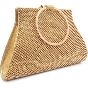 MOSSMON Crystal Clutch Purses Bride and Bridesmaid Handbag Elegant Wristlet Evening Bag for Women | Crystal, Bride and Bridesmaid, Elegant (Gold)