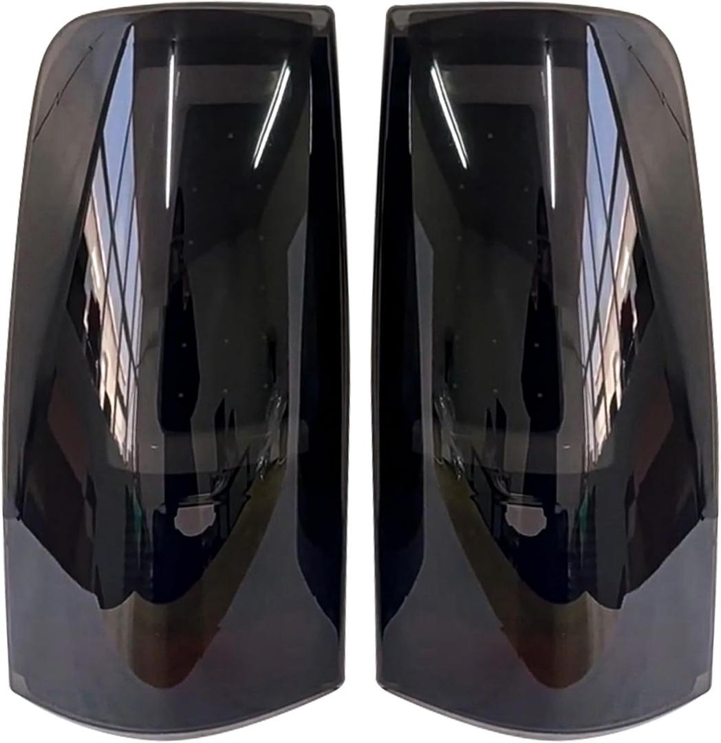 Tail Lights Compatible with 2003-2006 Chevy Silverado 1500 2500 3500 2007 Classic, C-Type LED Tube Black Smoked Lens Rear Brake Lamps OE Replace GM2800174, GM2801174