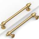 10 Pack 6.3"(160mm) Champagne Gold Cabinet Pulls Kitchen Cabinet Handles Brushed Bronze Cabinet Hardware Drawer Pulls for Cupboard