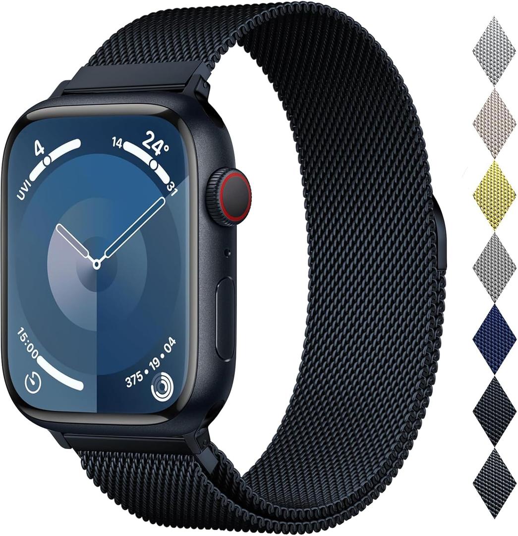 Stainless Steel Milanese Loop Compatible with Apple Watch Band 46mm 42mm 44mm 45mm 49mm 38mm 40mm 41mm men and women