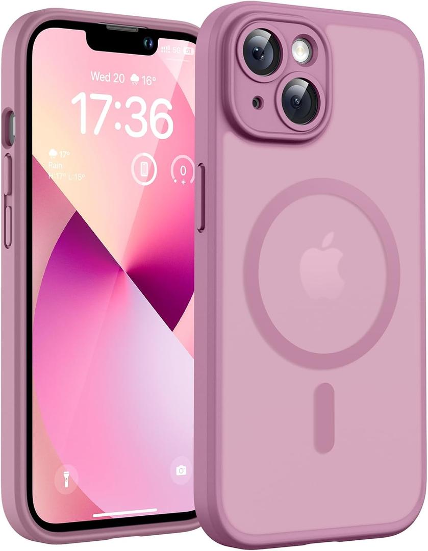 TOCOL for Phone 13 Case, Compatible with Magsafe Charger, Full Camera Protection, Drop Protection, Translucent Matte Phone Case for iPhone 13 6.1 inch (Lilac Purple)
