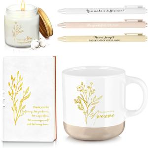 Didaey 7 Pcs CNA Week Gifts Bulk 2026 Teacher Appreciation Gifts Thank You for Women Men Coworker Thank You for Being Awesome Journal Mug Candle Pens for Staff Nurse Graduation (Beige)