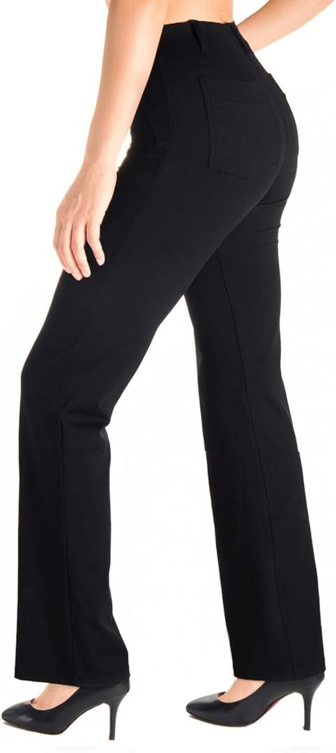 Yogipace,Belt Loops,Women's Petite/Regular/Tall Flare Yoga Dress Pants (XX-Large/31" Inseam, Black(2 Rear Pockets))